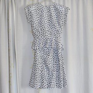 Vintage 1980s Black White Geometric Blouse Mermaid Skirt Set Women's XS/S 26"